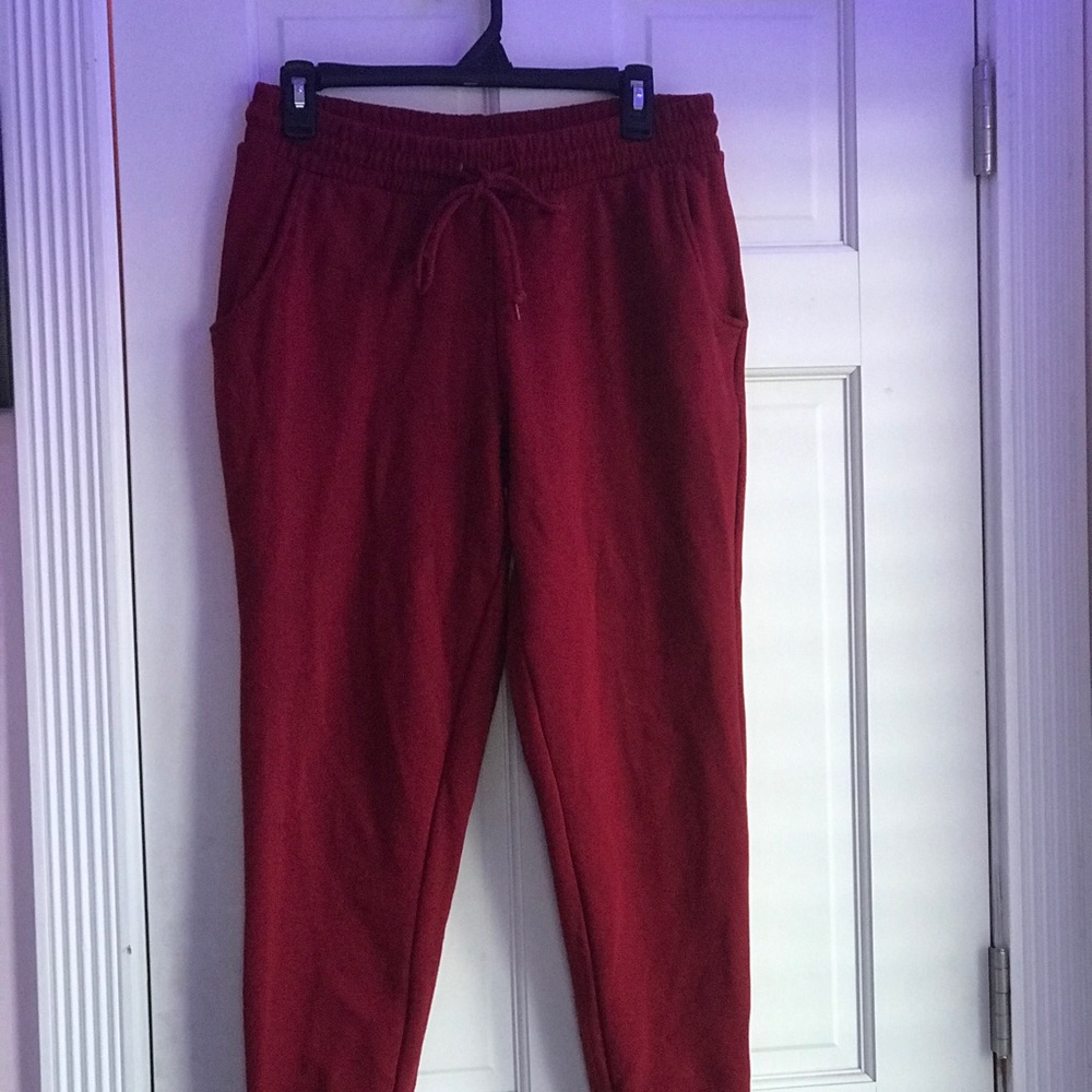 Forever 21 cuffed red joggers
